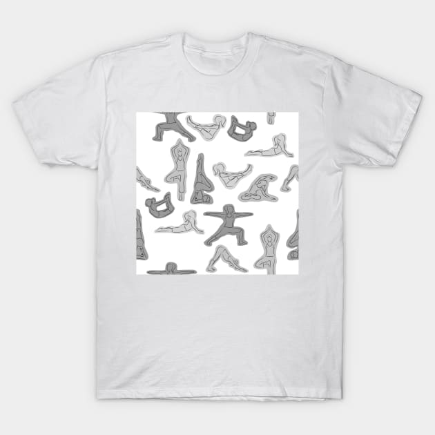 Grey Yoga Pattern Wallpaper T-Shirt by XOOXOO